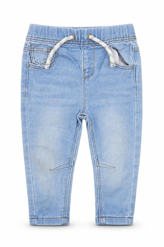 Primark Blue Baby Denim Jogger Jeans 6-9 Months Elastic Waist Casual