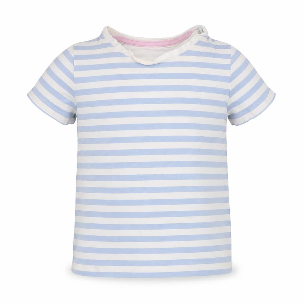 Marks & Spencer Girls Blue Striped Cotton T-Shirt 2-3 Years
