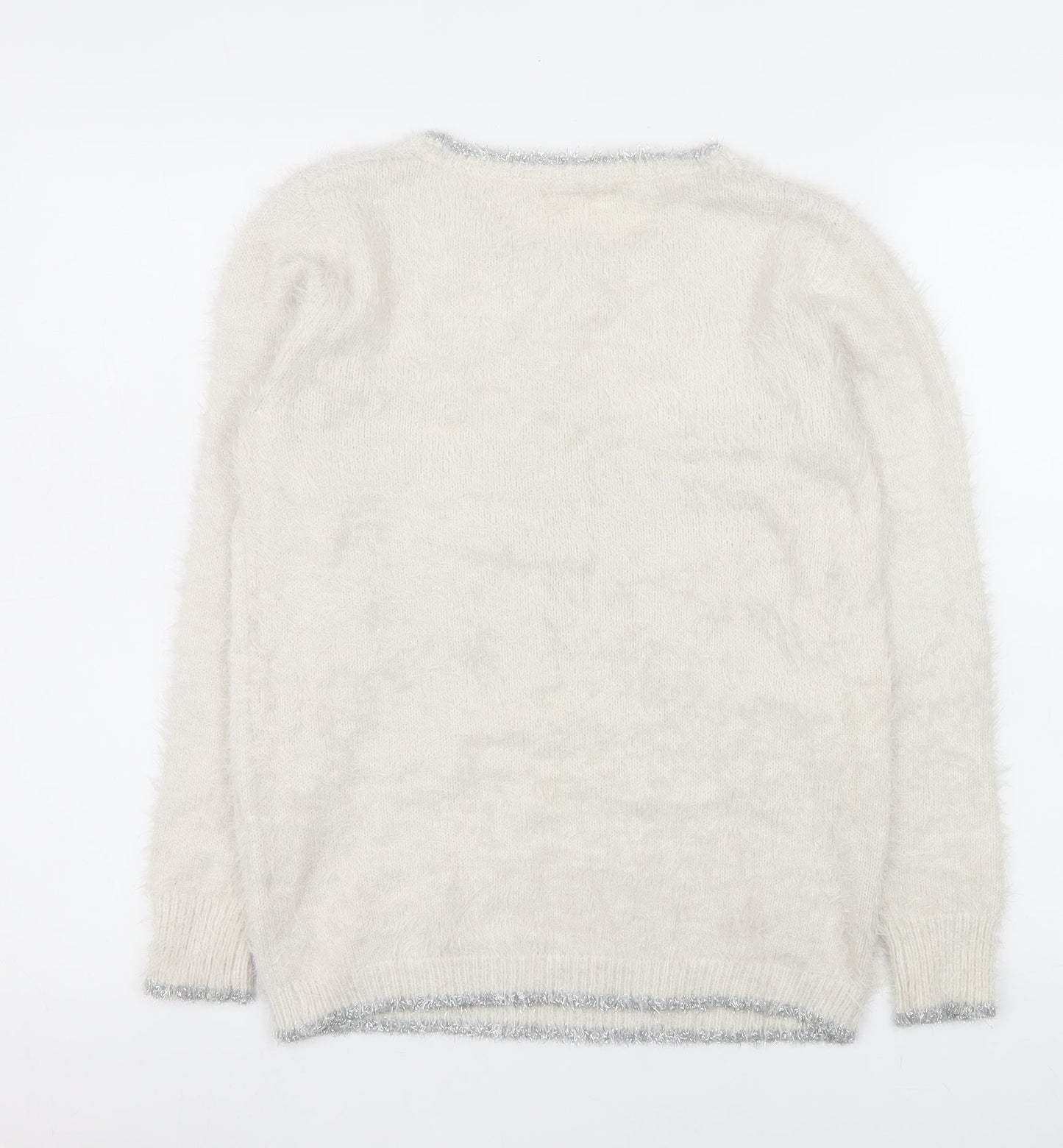 Wallis Women Ivory Long Sleeve Pullover Jumper with Star Design Size S