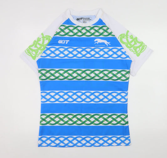 KIT Mens Blue Green Ireland Wolfhounds Rugby T-Shirt Size L Polyester