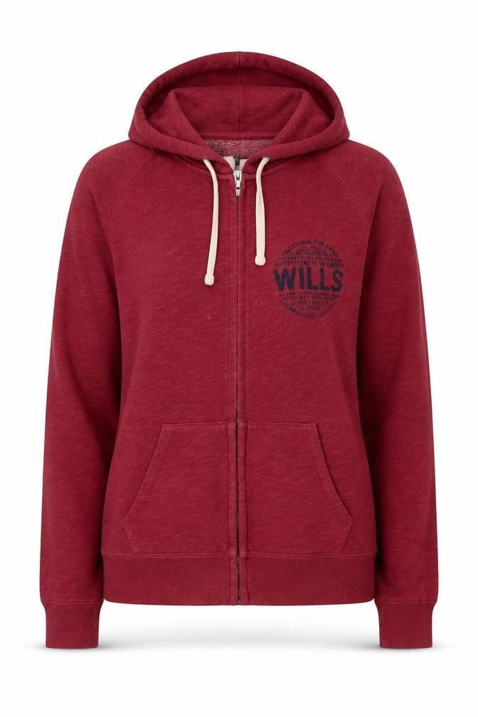 Jack Wills Women’s Red Full Zip Hoodie Jacket Size 14 Cotton Blend