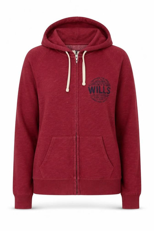 Jack Wills Women’s Red Full Zip Hoodie Jacket Size 14 Cotton Blend