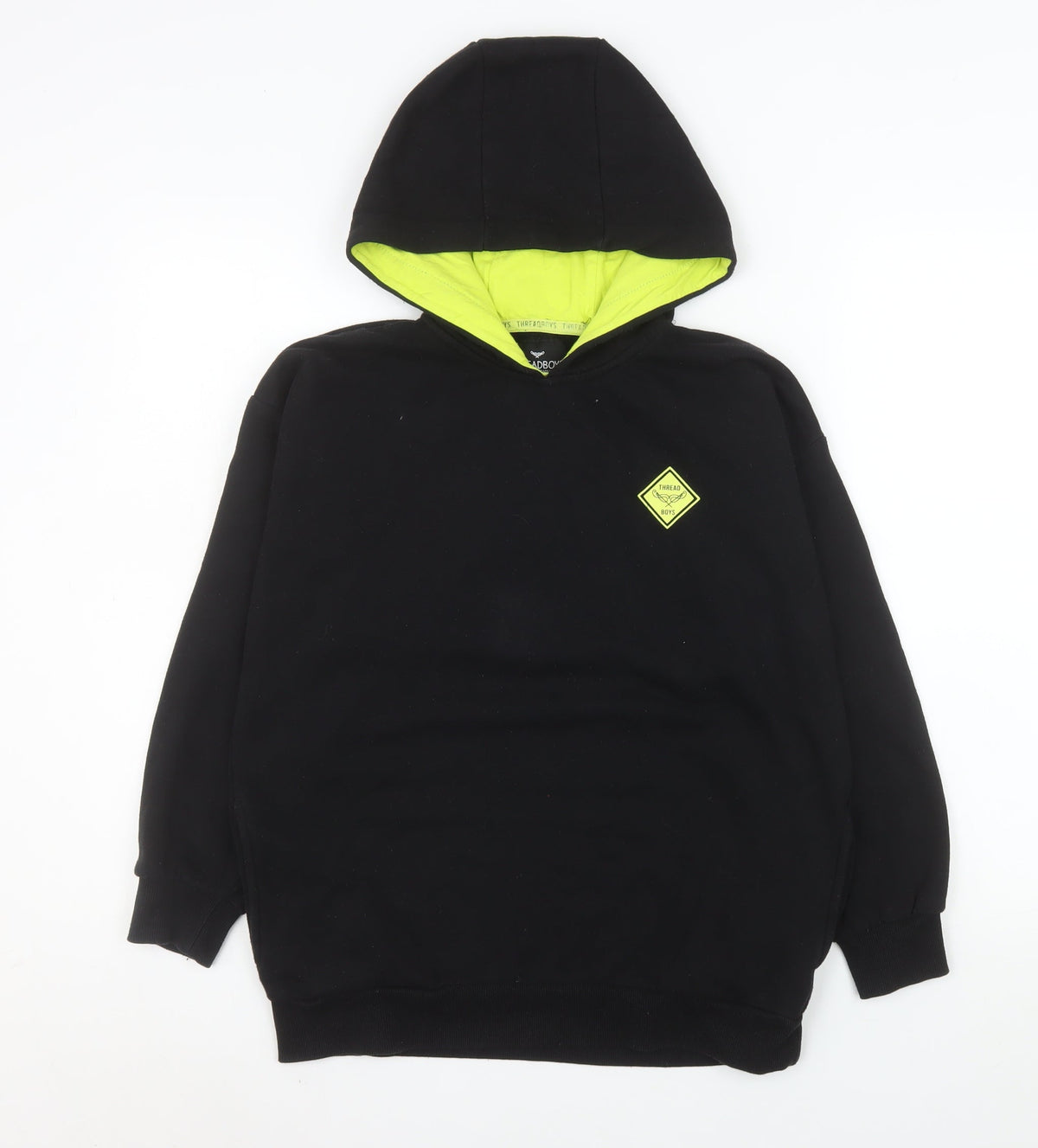 Threadboys Boys Black Pullover Hoodie 11-12 Years Fleece Hooded Sweatshirt