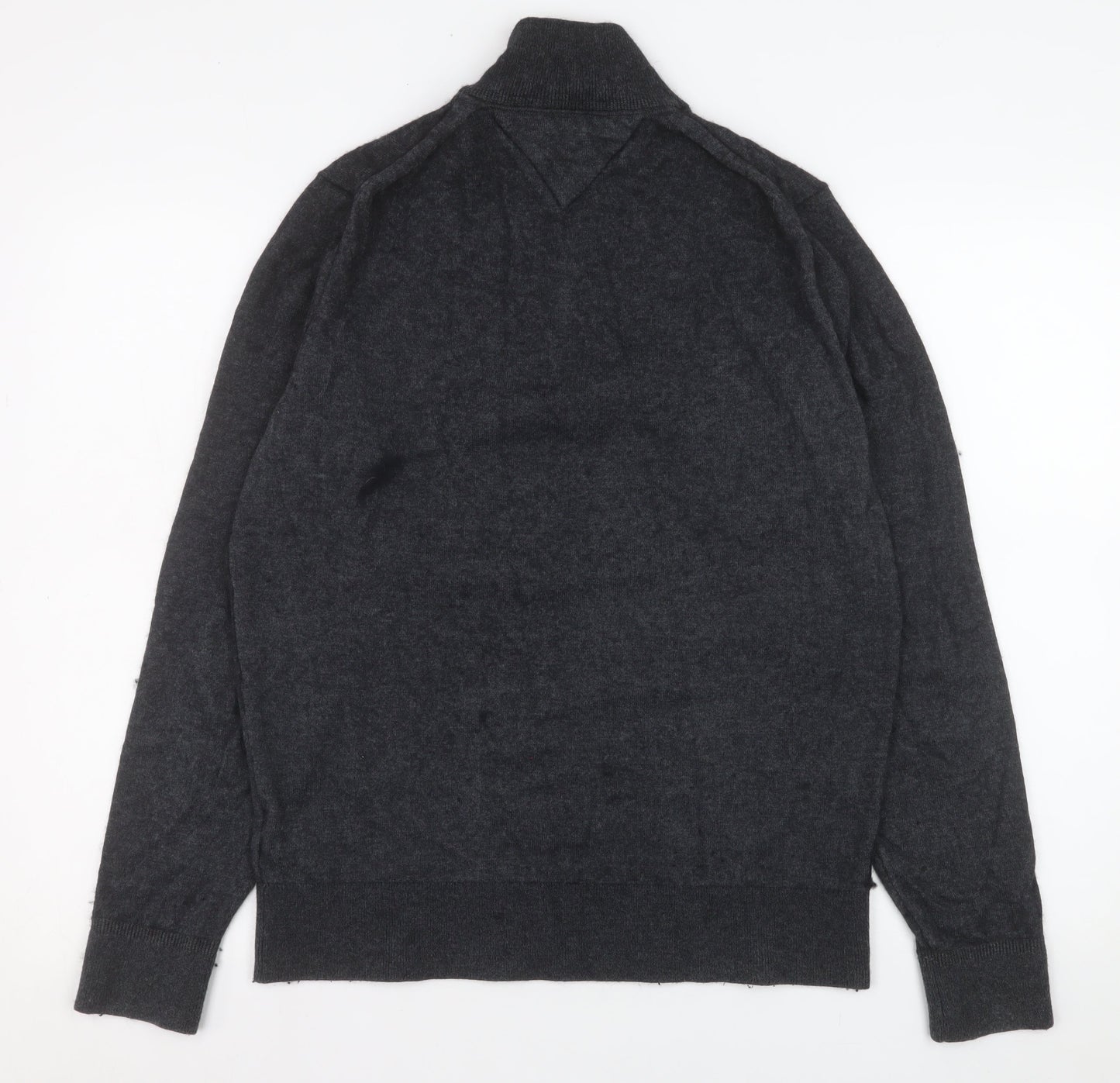 Tommy Hilfiger Mens Grey M 1/4 Zip Mock Neck Knit Sweatshirt