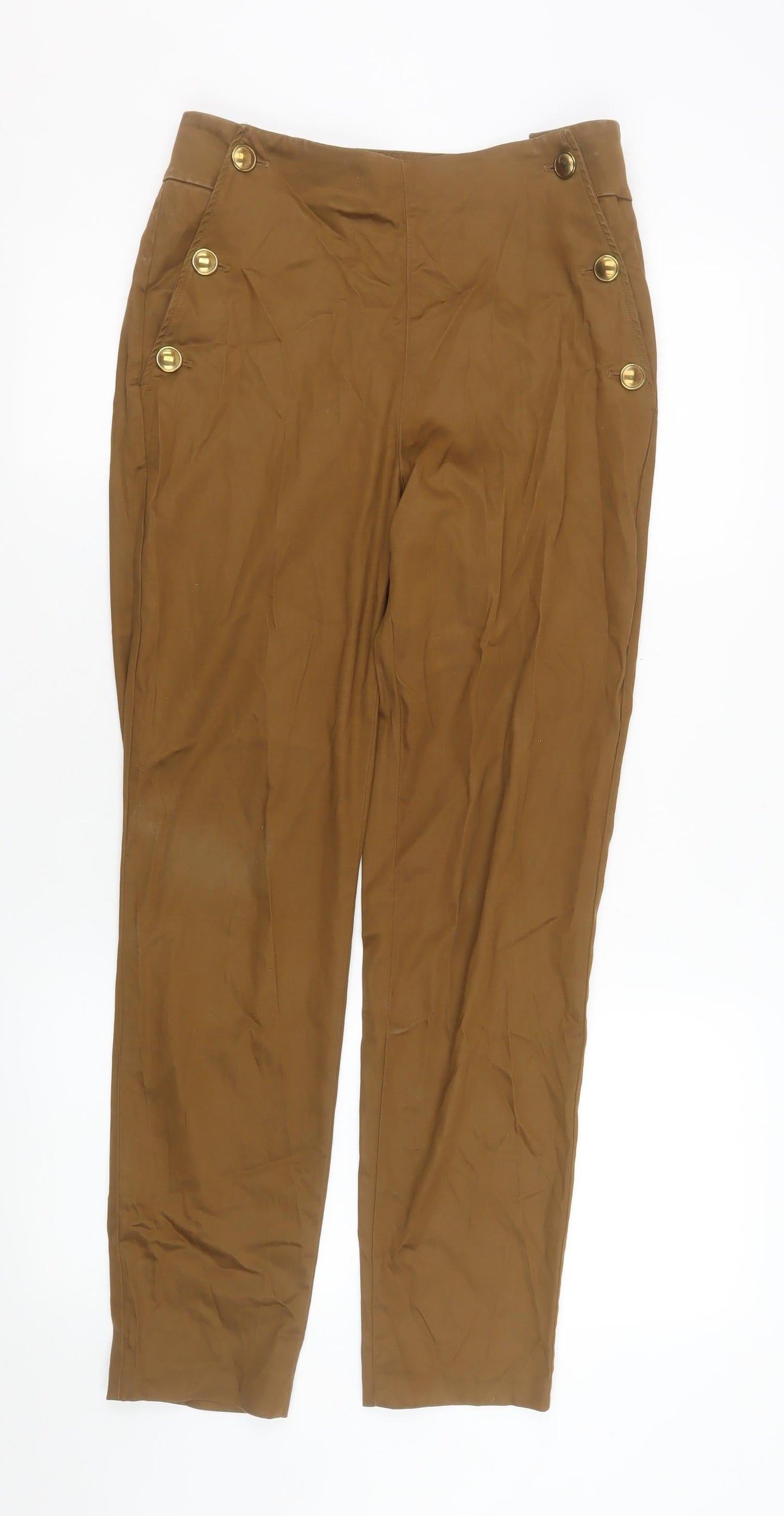 Massimo Dutti Women Brown High Rise Chino Trousers Size 8
