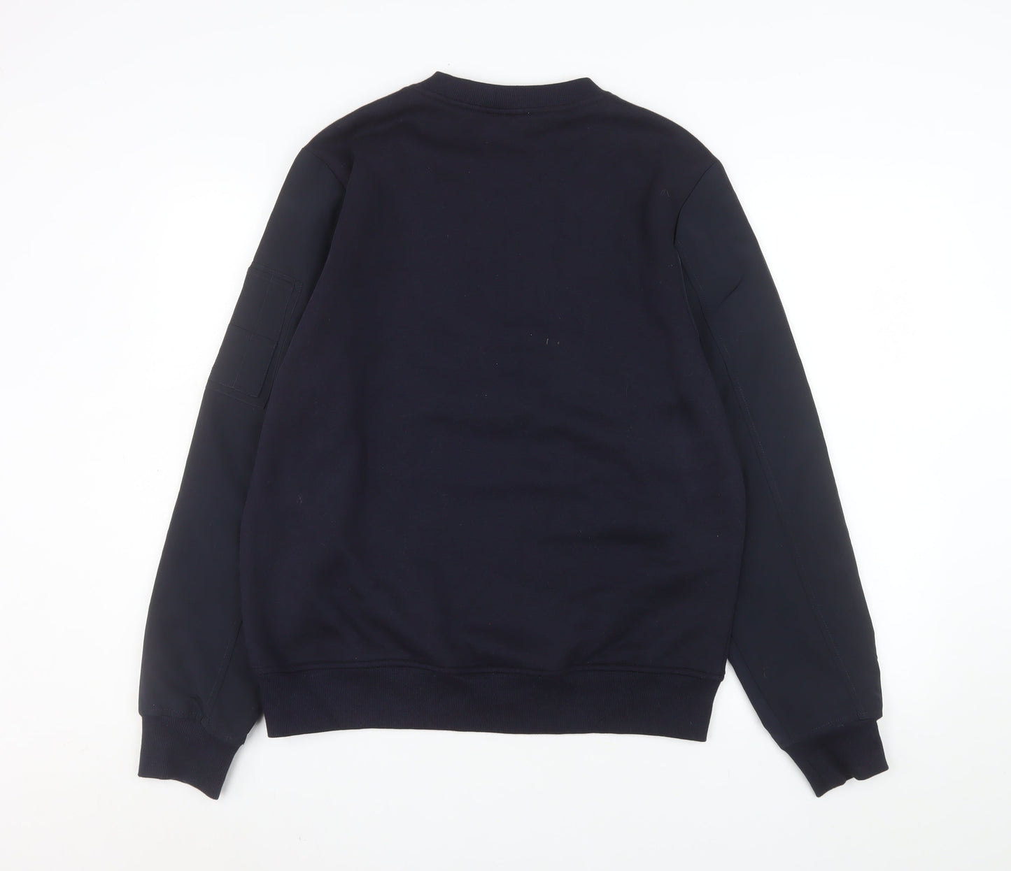 H&M Divided Men’s Blue Pullover Sweatshirt Size M Zip Sleeve Cotton Blend