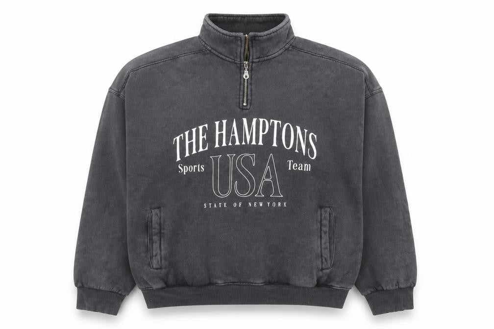 Bershka Womens Black The Hamptons 1/4 Zip Sweatshirt Size L