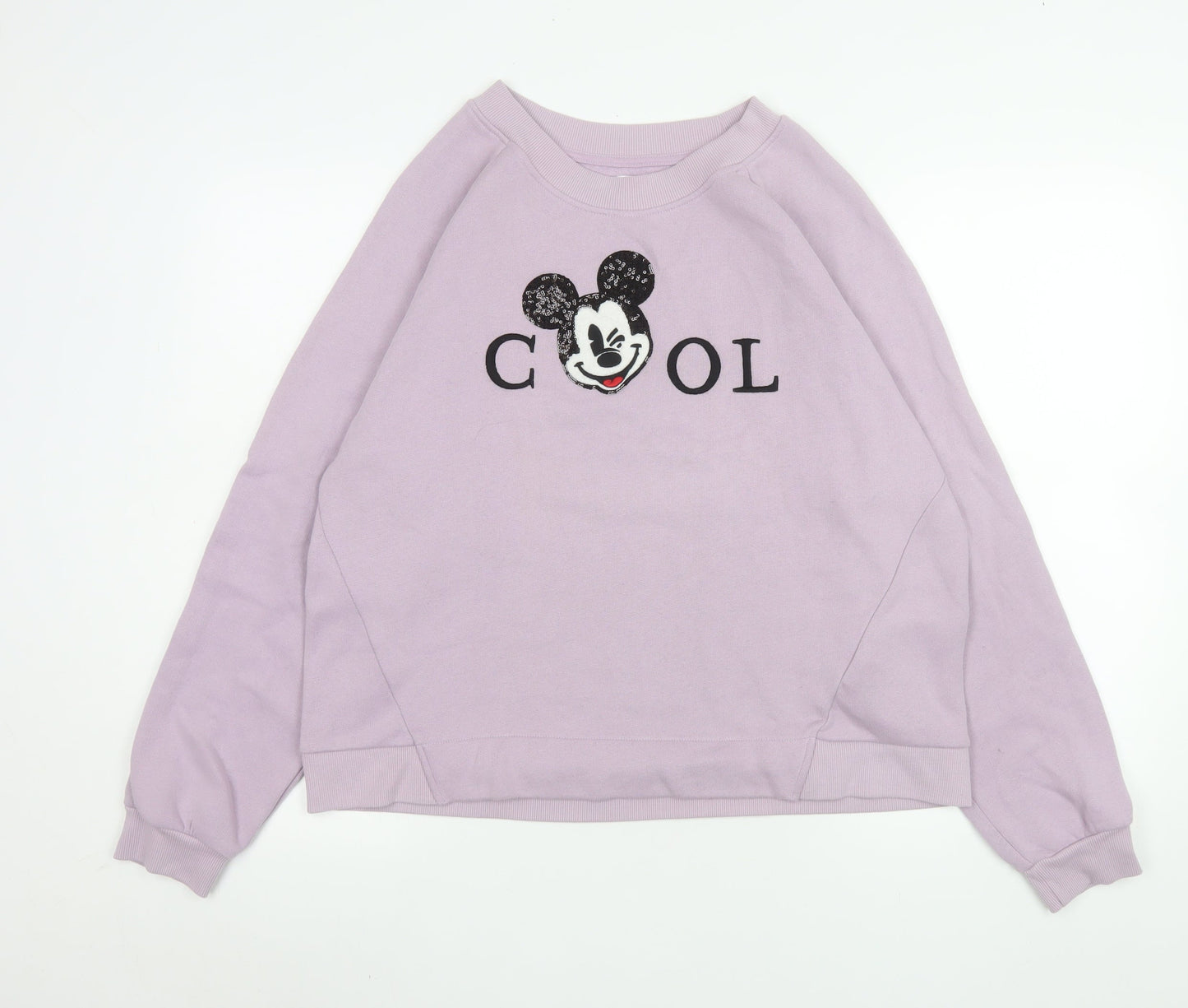 Bershka Disney Women Lilac Pullover Sweatshirt L Mickey Cool Print
