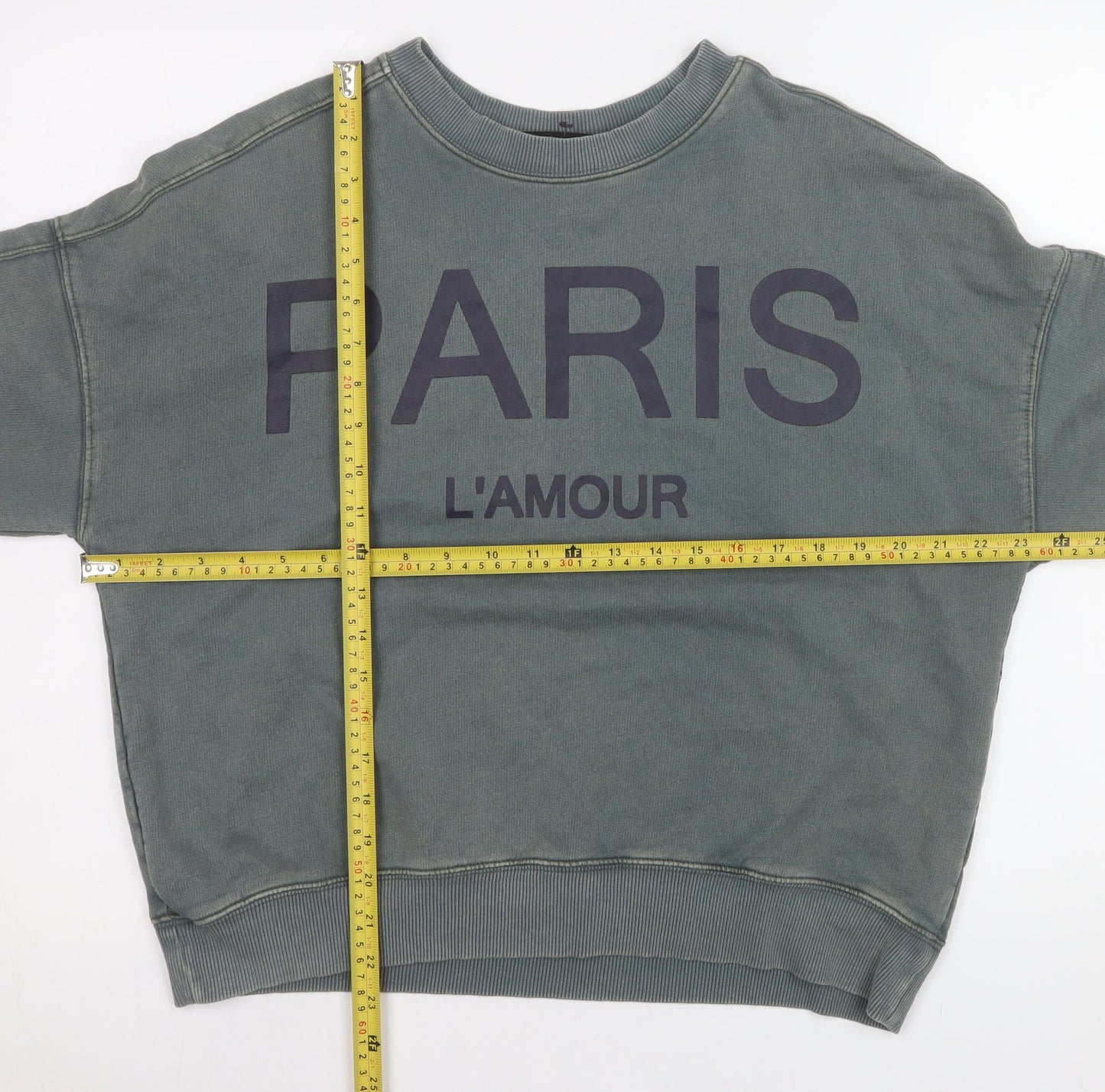 Next Men’s Green Paris L’Amour Graphic Sweatshirt Size M Relaxed Fit
