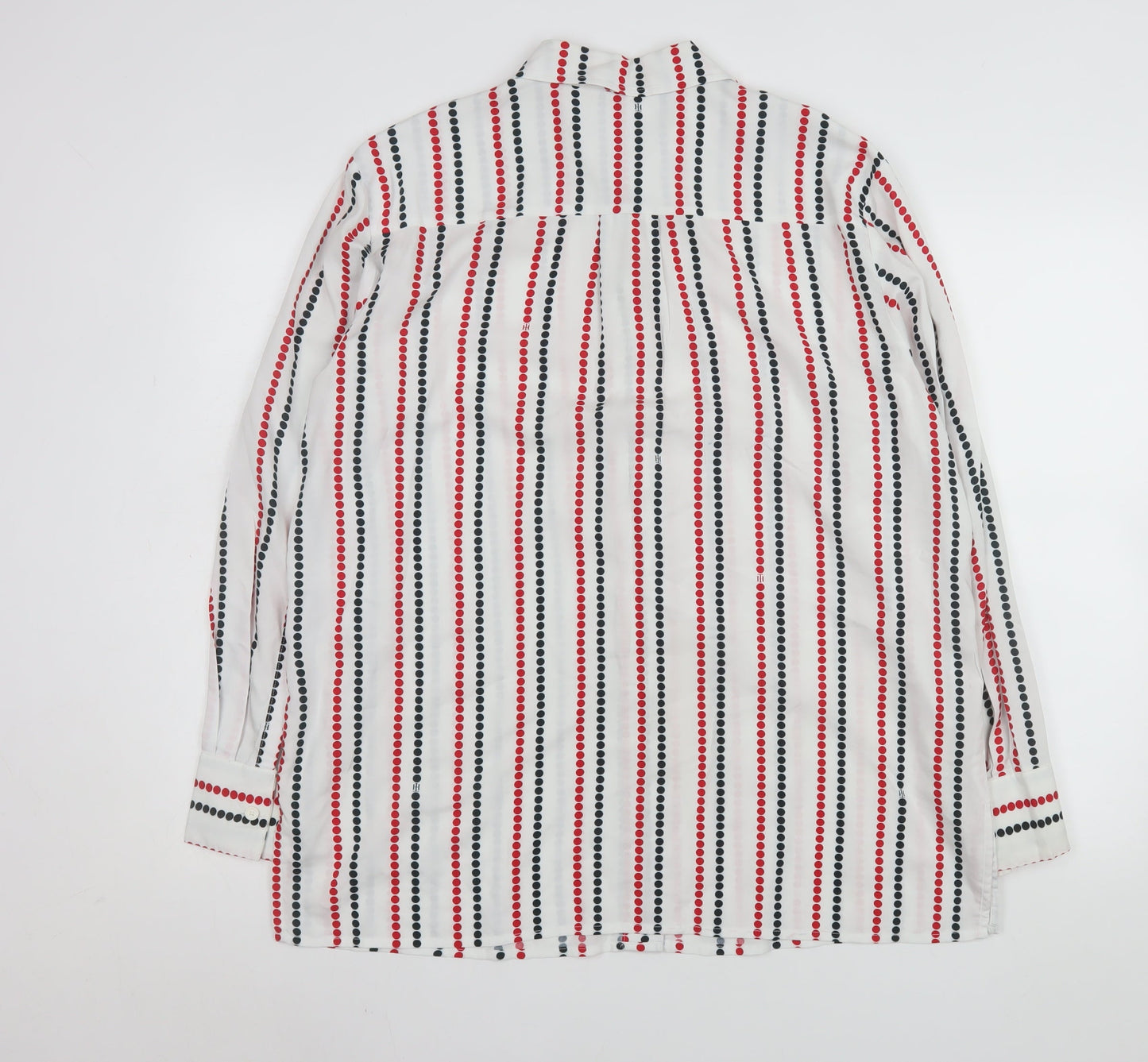 Tommy Hilfiger Mens White Red Blue Striped Long Sleeve Button-Up Shirt M