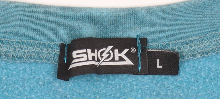 Shock Men Blue Graphic Peace Flower Pullover Sweatshirt L