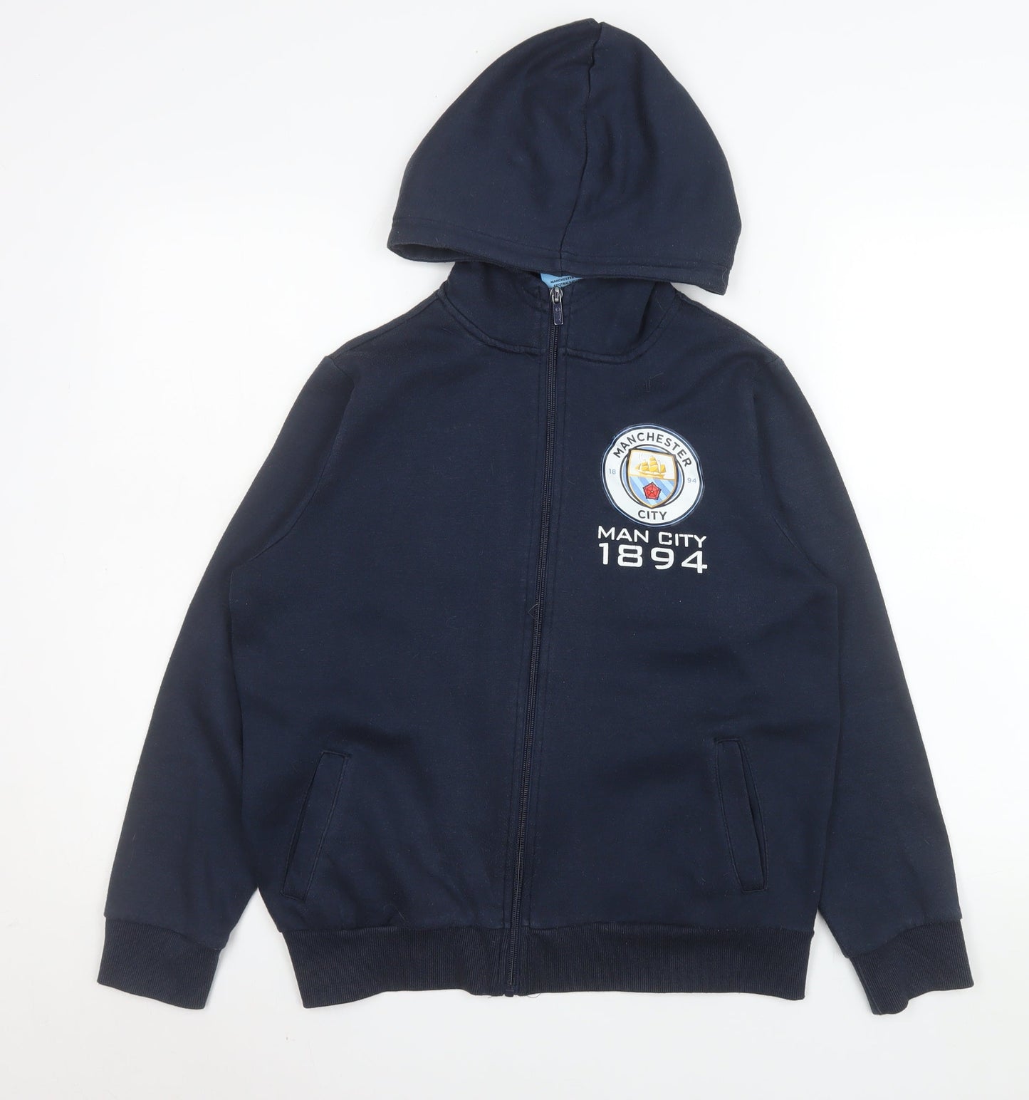 Manchester City Teens Blue Hooded Full Zip Jacket Size 12