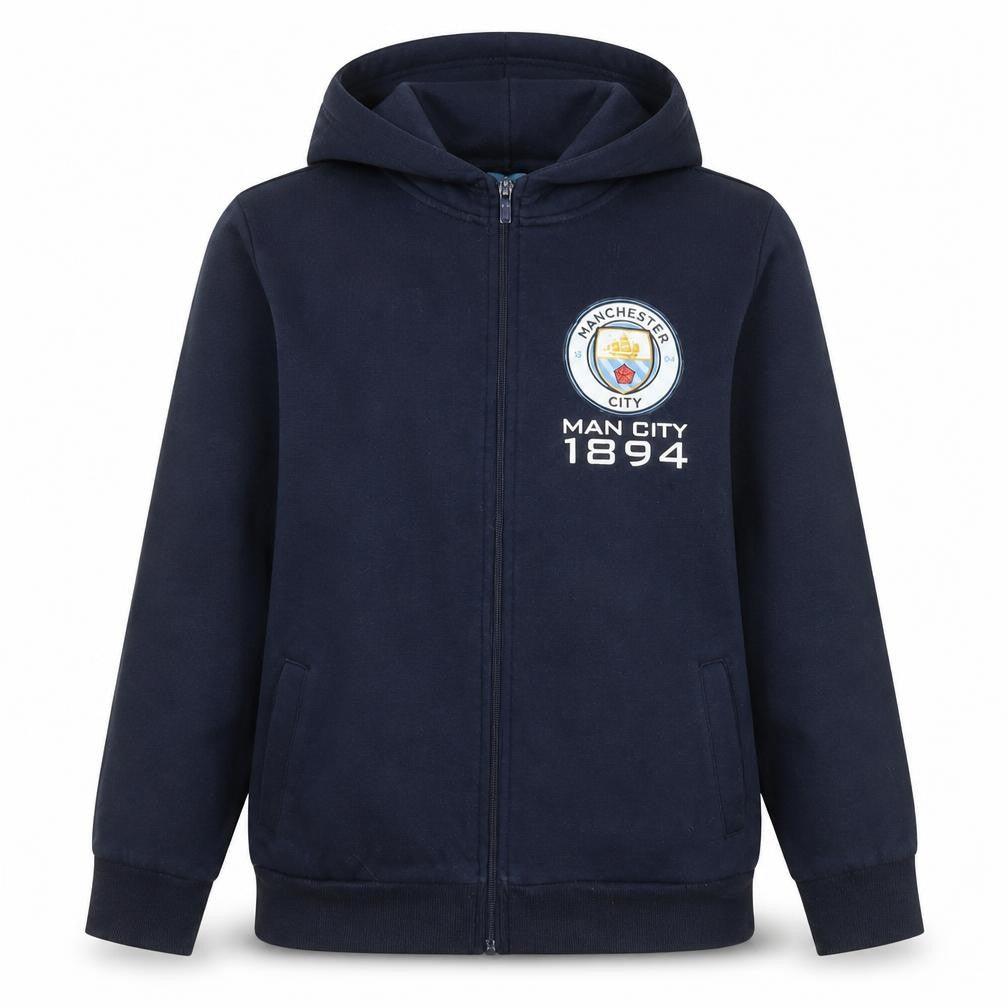 Manchester City Teens Blue Hooded Full Zip Jacket Size 12