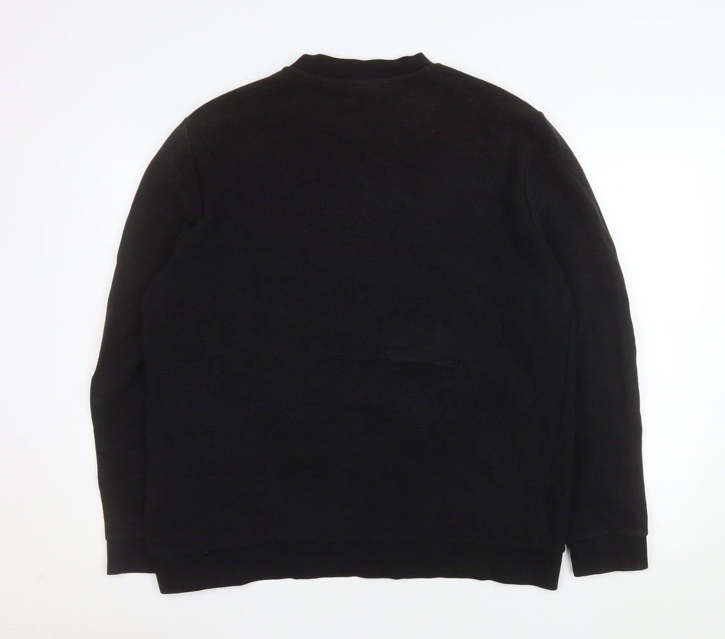 H&M Men's Black Bomber Jacket XL Regular Fit Cotton Blend Zip Up