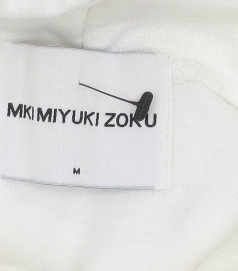 MKI Miyuki Zoku Men’s White Pullover Hoodie Medium Logo Print