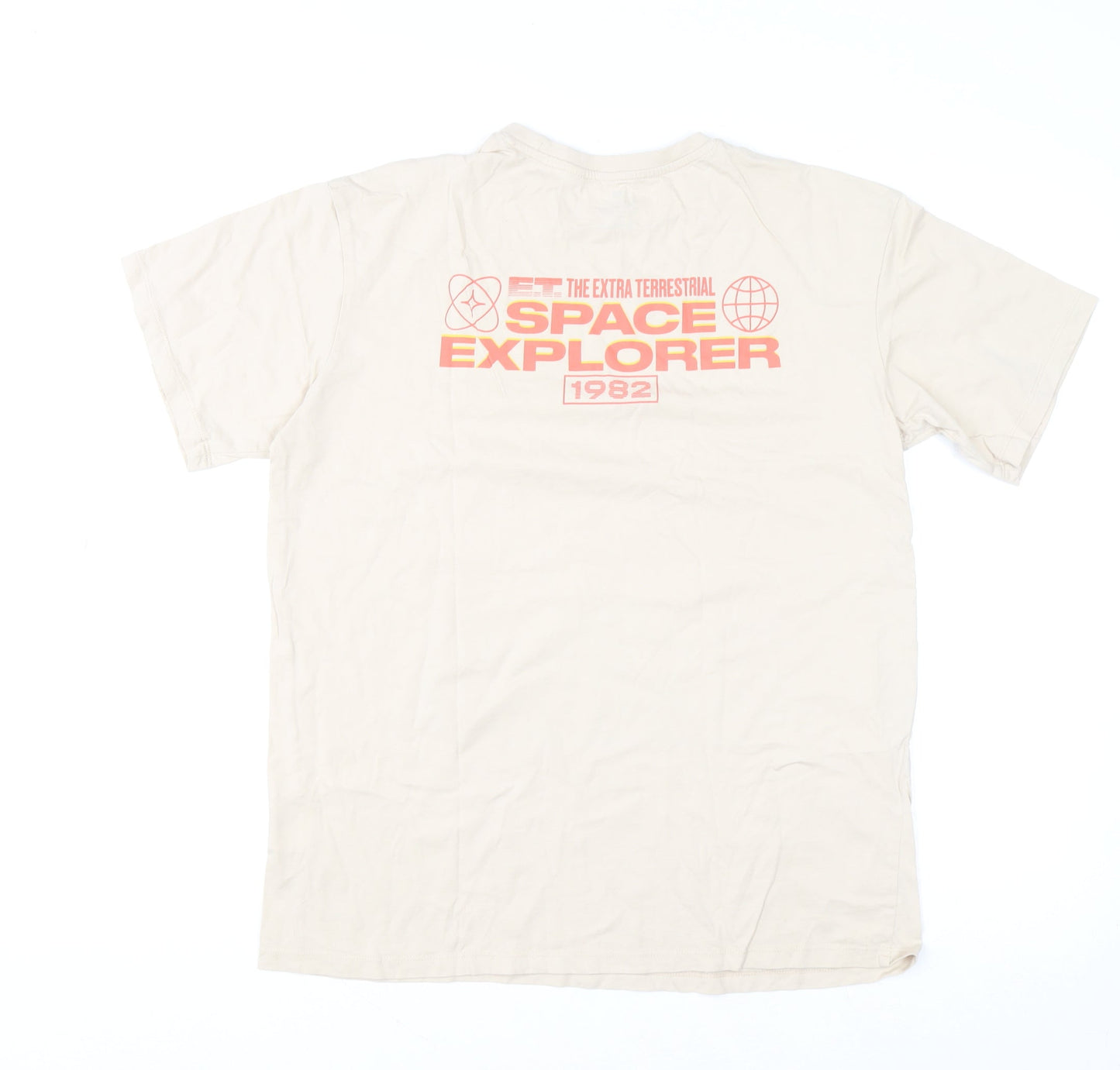 H&M Boys Beige E.T. Graphic T-Shirt 14 Years Cotton Casual Top