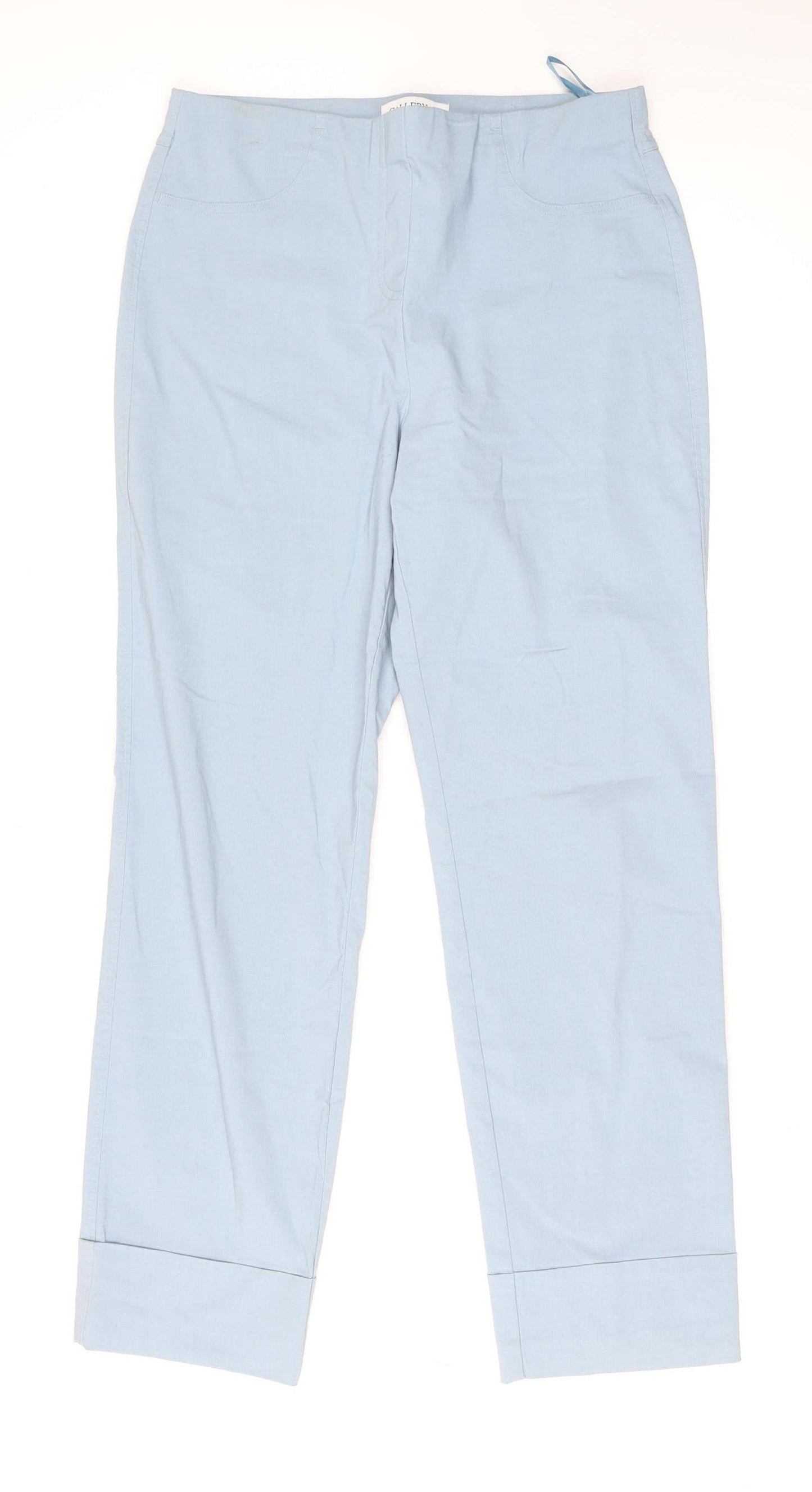 Gallery Women's Blue Chino Trousers Size M Viscose Blend