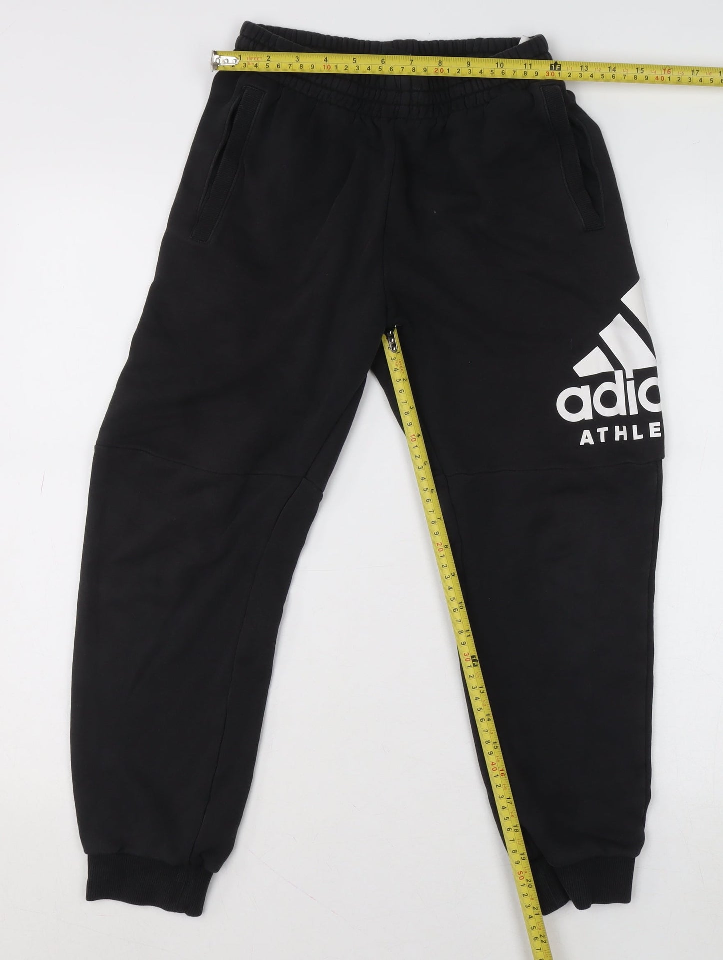 adidas Boys Black Logo Sweatpants 11-12 Years Regular Fit Fleece Tracksuit Bottoms