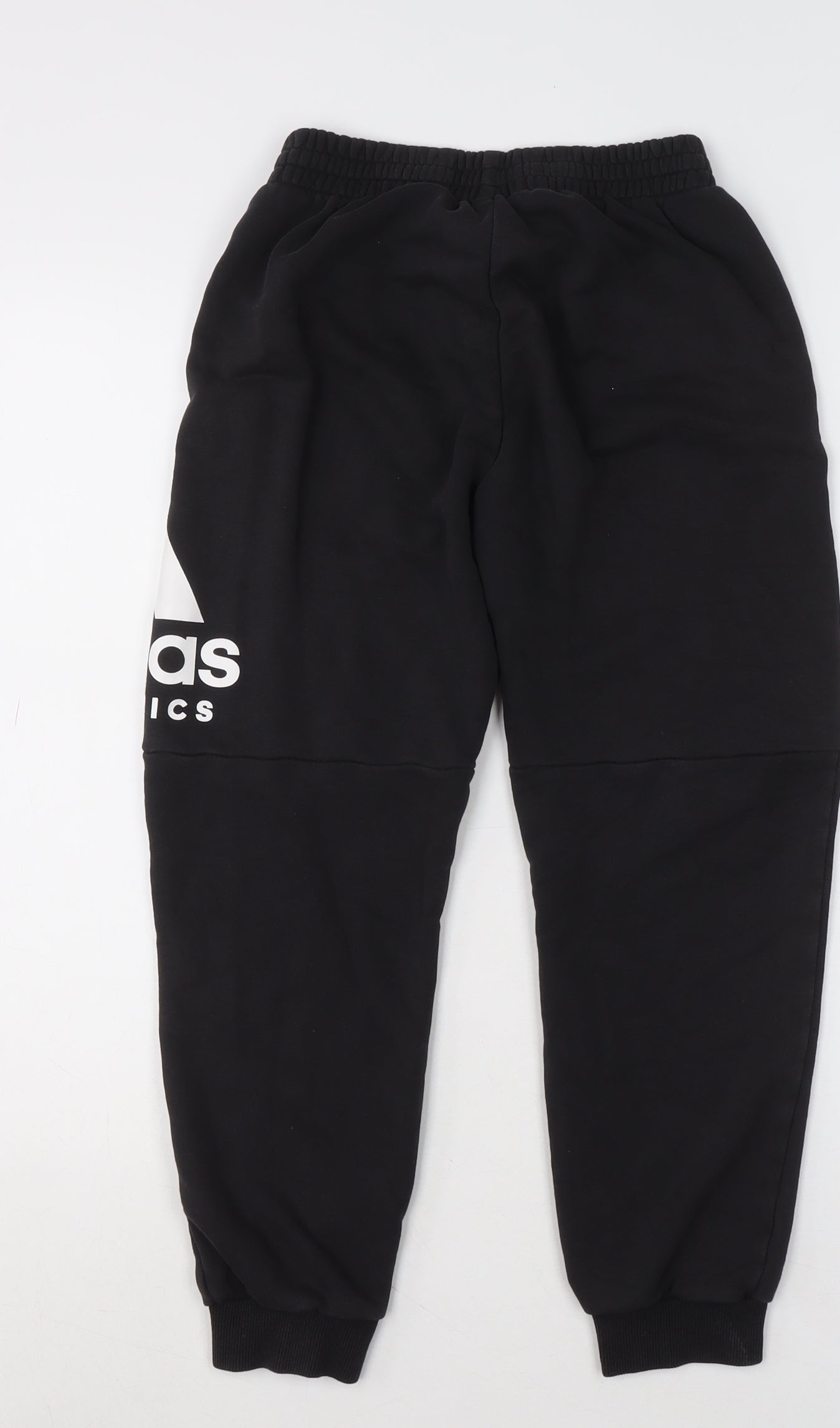 adidas Boys Black Logo Sweatpants 11-12 Years Regular Fit Fleece Tracksuit Bottoms
