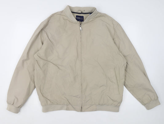 Easy Classic Collection Men's Beige Bomber Jacket L Full Zip Polyester