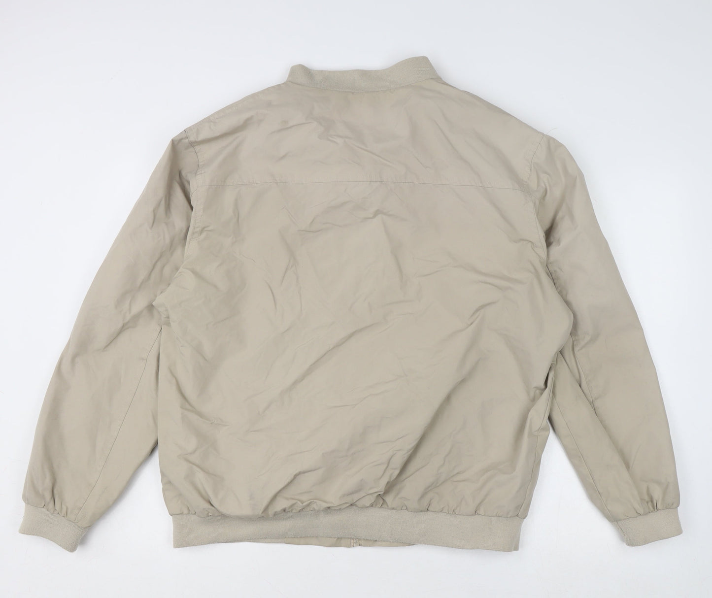 Easy Classic Collection Men's Beige Bomber Jacket L Full Zip Polyester