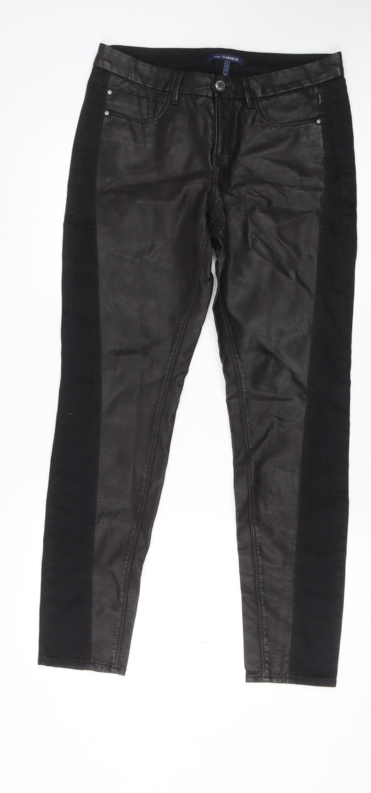 Atelier Gardeur Women's Black Faux Leather Slim Trousers Size 10