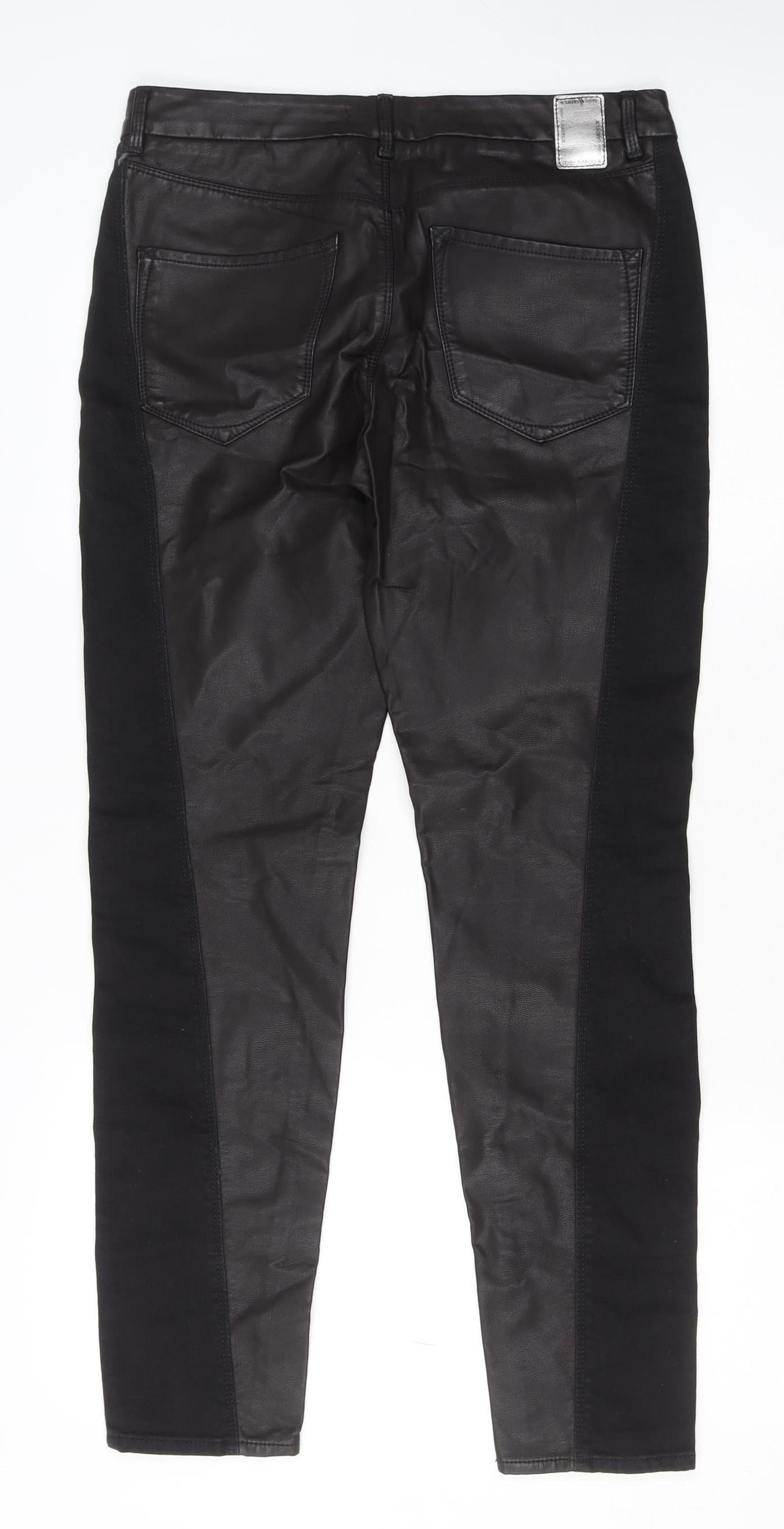 Atelier Gardeur Women's Black Faux Leather Slim Trousers Size 10