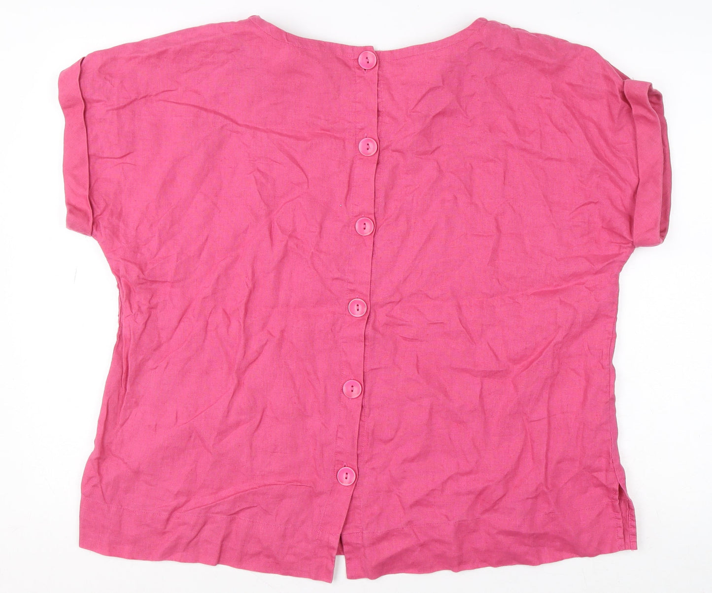 Paul Costelloe Living Women’s Pink Linen Button Back Blouse Size L