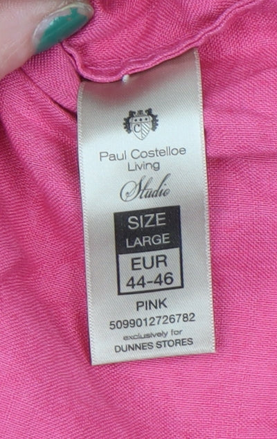 Paul Costelloe Living Women’s Pink Linen Button Back Blouse Size L
