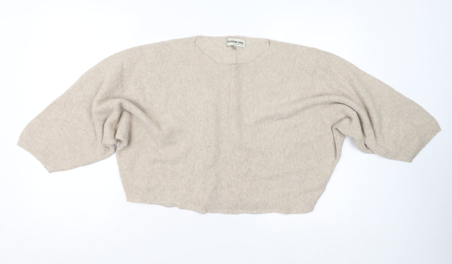 Collezione Gaia Women Beige Oversized Batwing Jumper M