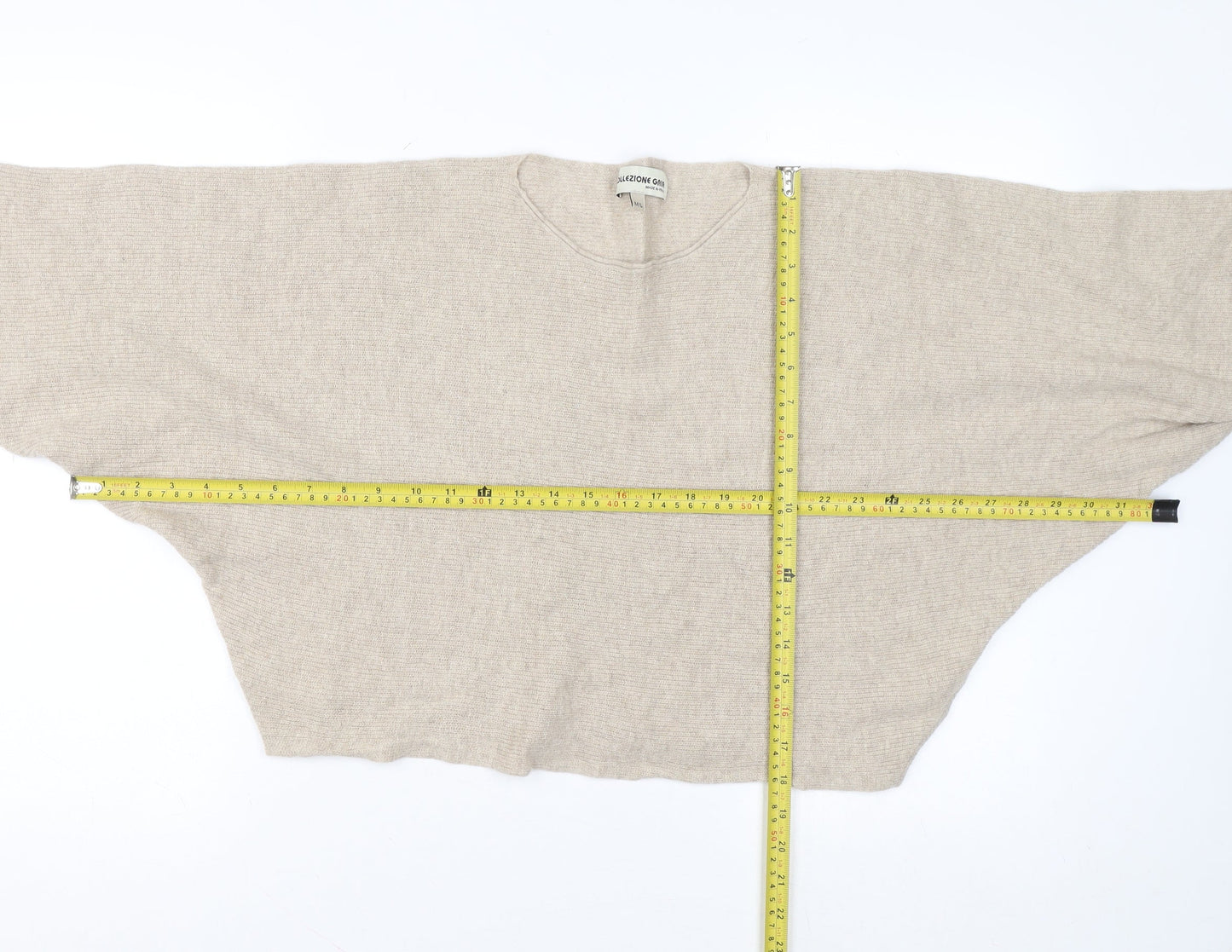 Collezione Gaia Women Beige Oversized Batwing Jumper M