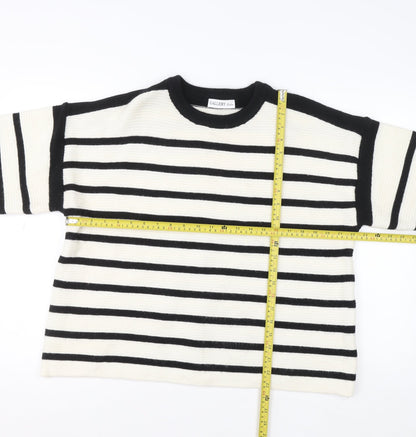 Back view of Gallery Women’s Black Ivory Striped jumper, size L
