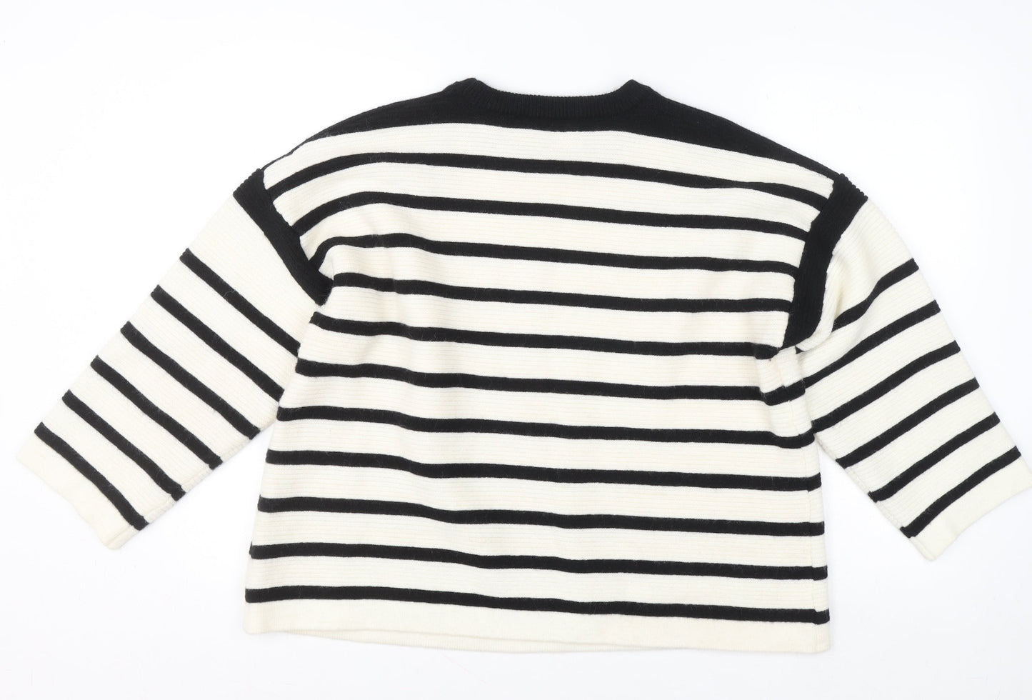 Gallery Women’s Black Ivory Striped Pullover Jumper Size L
