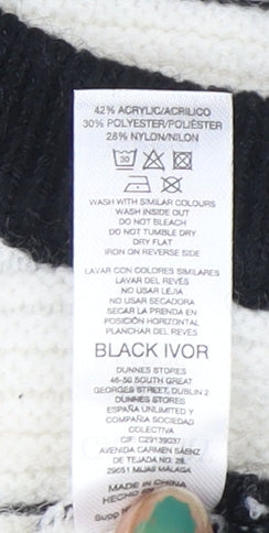 Brand and care label for Gallery Women’s Black Ivory Striped jumper, size L
