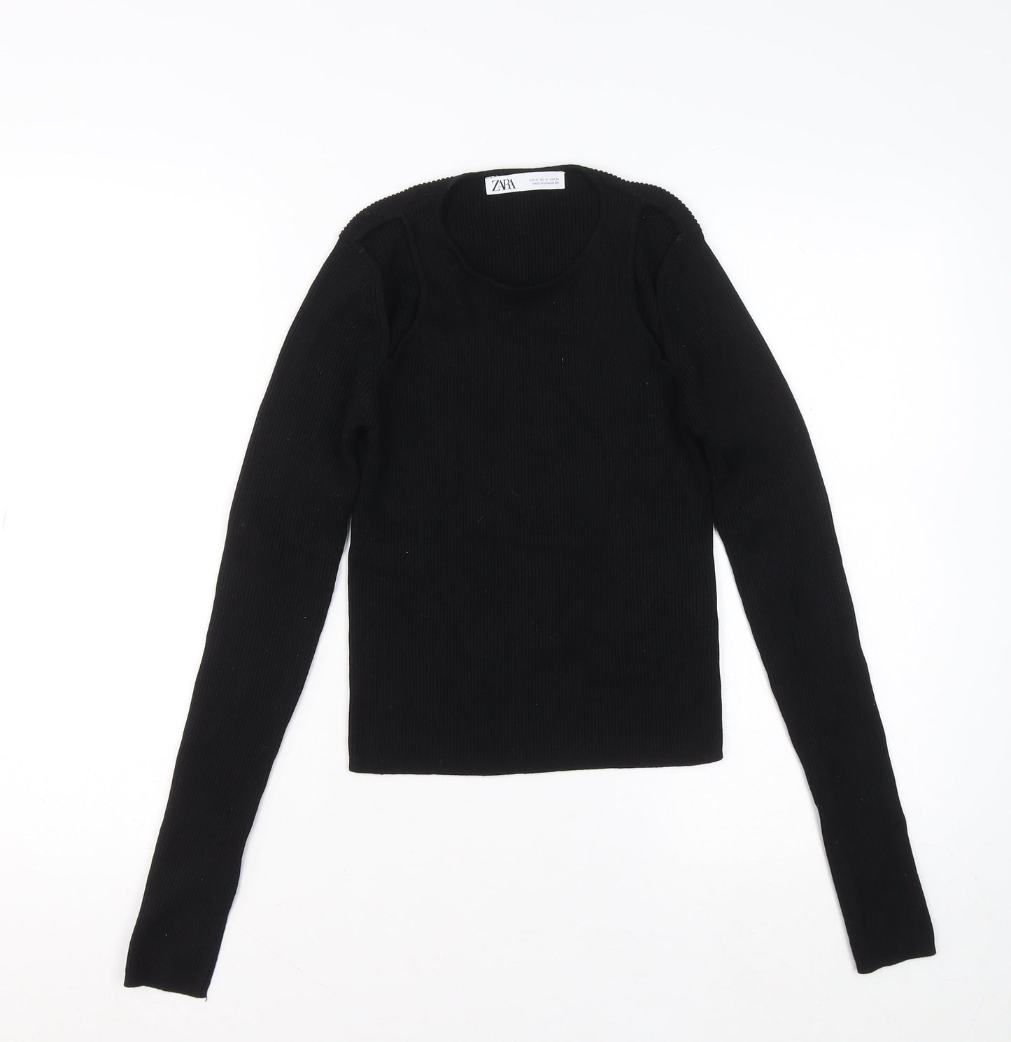 Zara Womens Black Slim Fit Knit Pullover Jumper Size 12