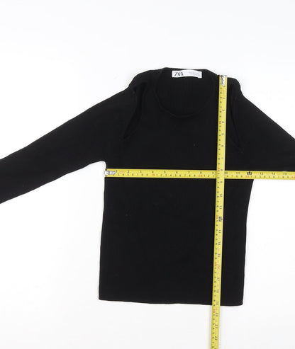 Zara Womens Black Slim Fit Knit Pullover Jumper Size 12