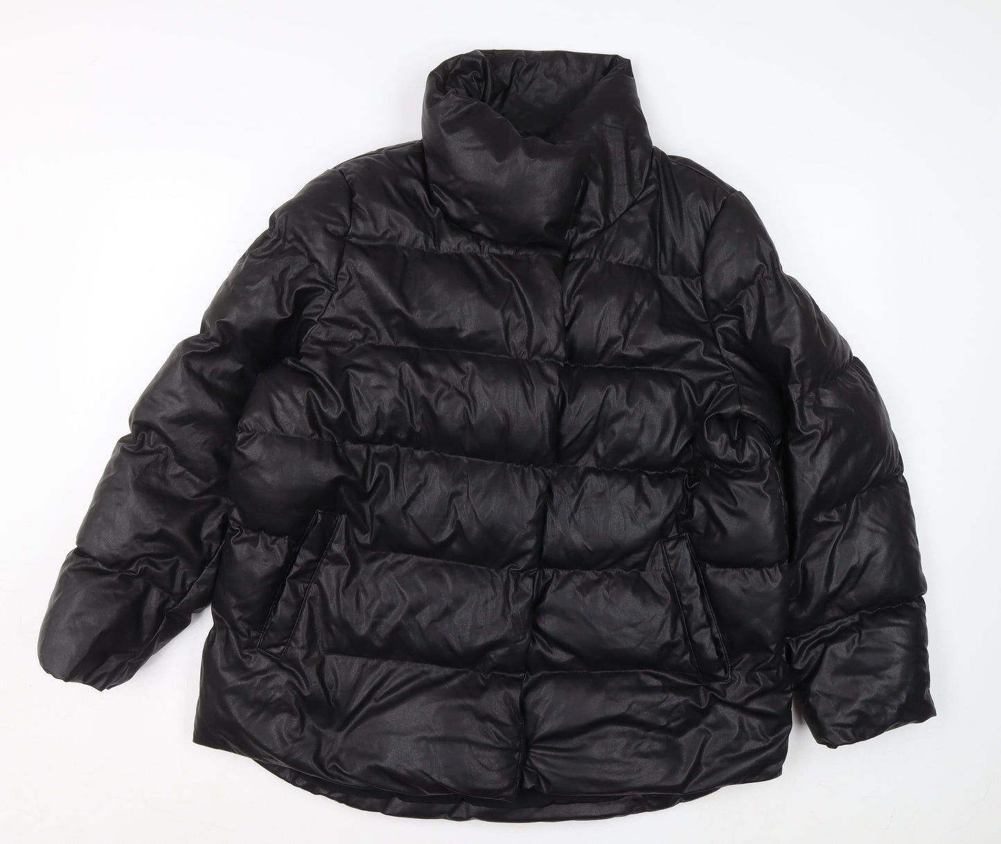 Next Womens Black Puffer Jacket Size 12 Warm Shower Resistant Winter Coat