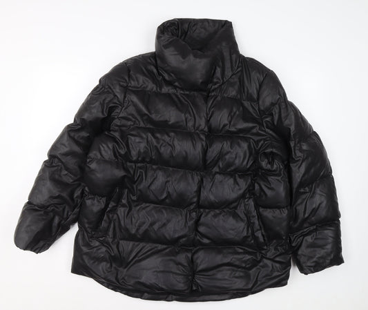 Next Womens Black Puffer Jacket Size 12 Warm Shower Resistant Winter Coat