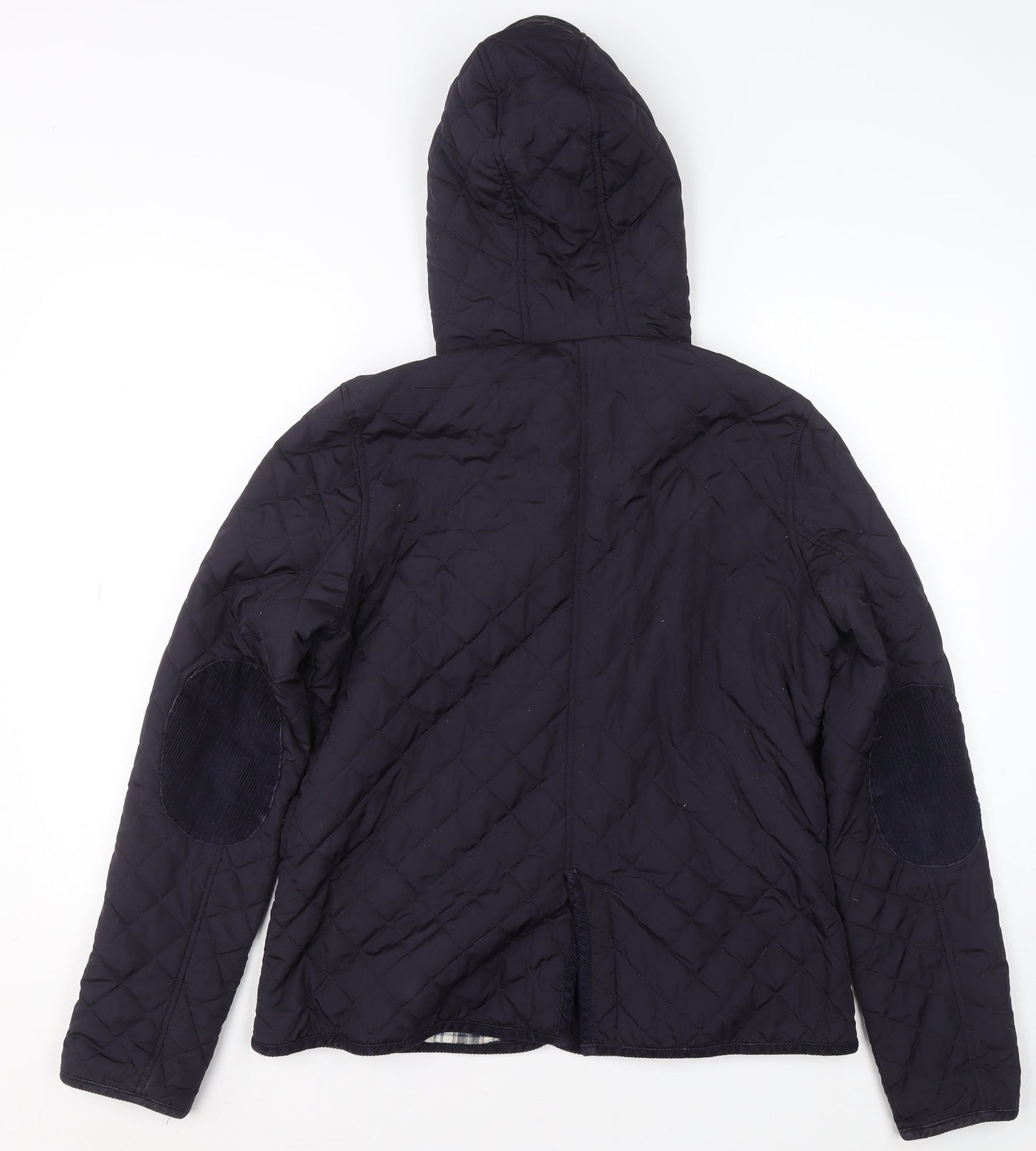 Topshop Women’s Blue Quilted Hooded Jacket Size 12 Polyester Mid-Length