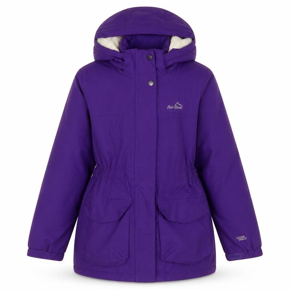 Peter Storm Girls Purple Waterproof Hooded Parka Coat 9-10 Years