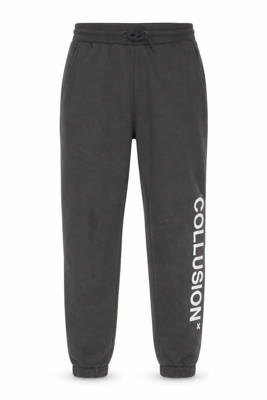 Front view of Collusion Men's Black Fleece Jogger Sweatpants, size S, Regular Fit