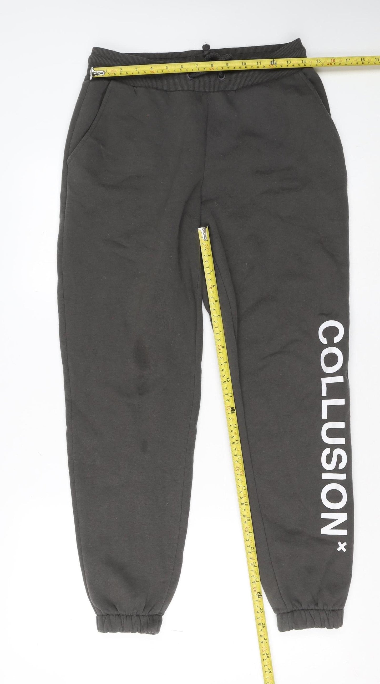 COLLUSION Men's Black Fleece Jogger Sweatpants Size S Regular Fit