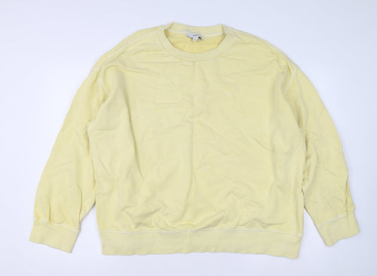 Marks and Spencer Women's Yellow Cotton Crew Neck Pullover Jumper Size L