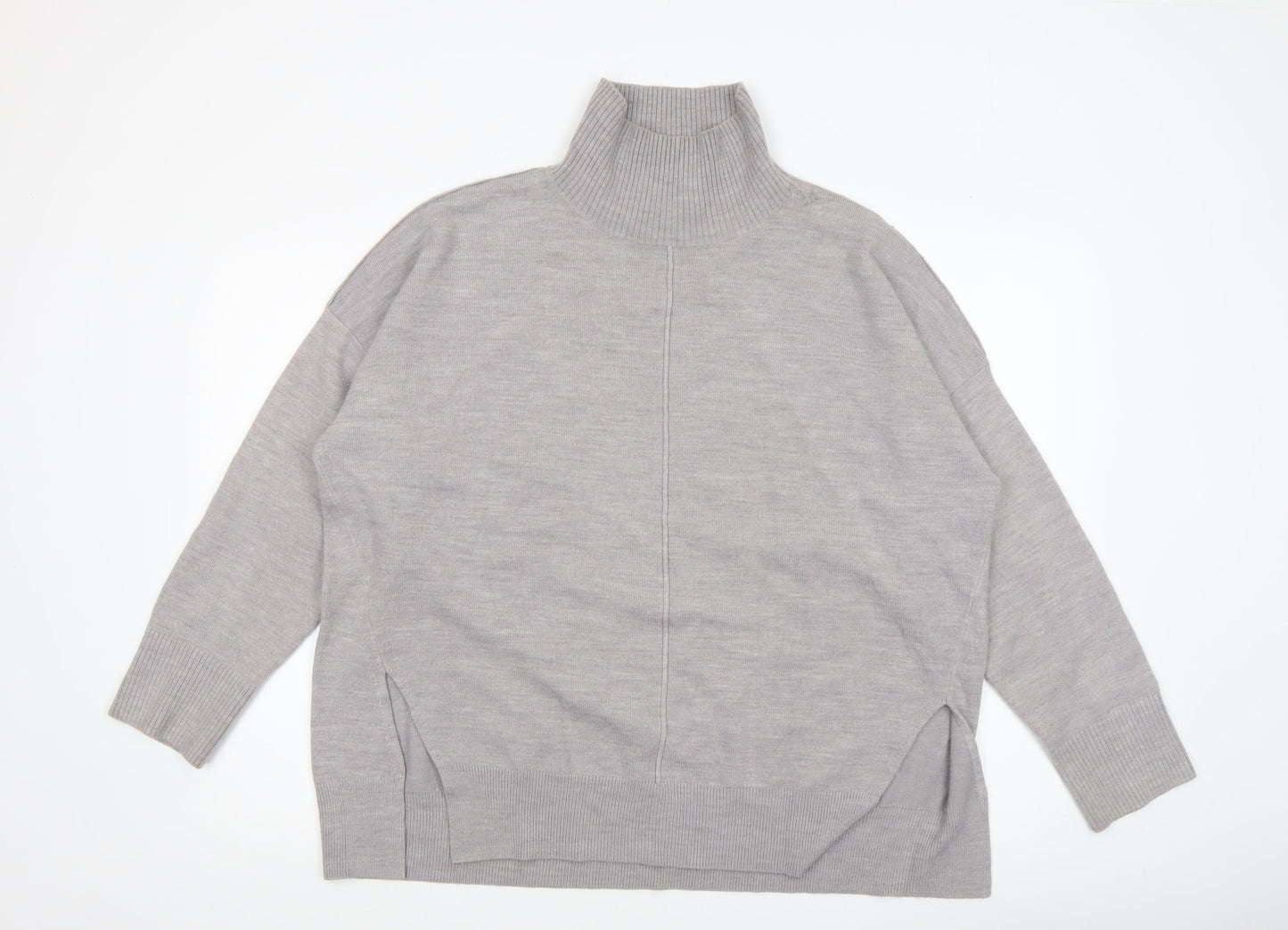 French Connection Women Grey Roll Neck Knit Jumper Size S