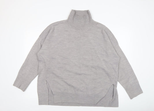 French Connection Women Grey Roll Neck Knit Jumper Size S