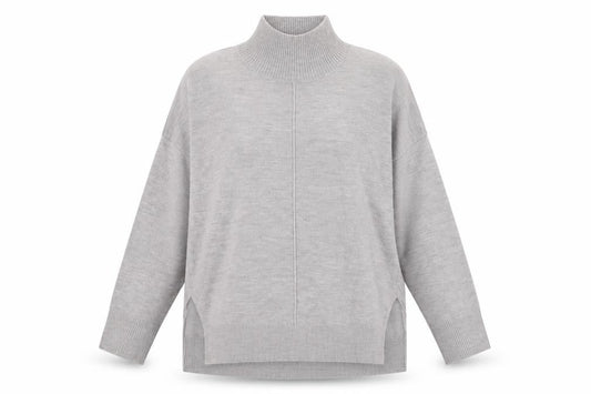 Front view of French Connection Women Grey Roll Neck Knit Jumper, size S
