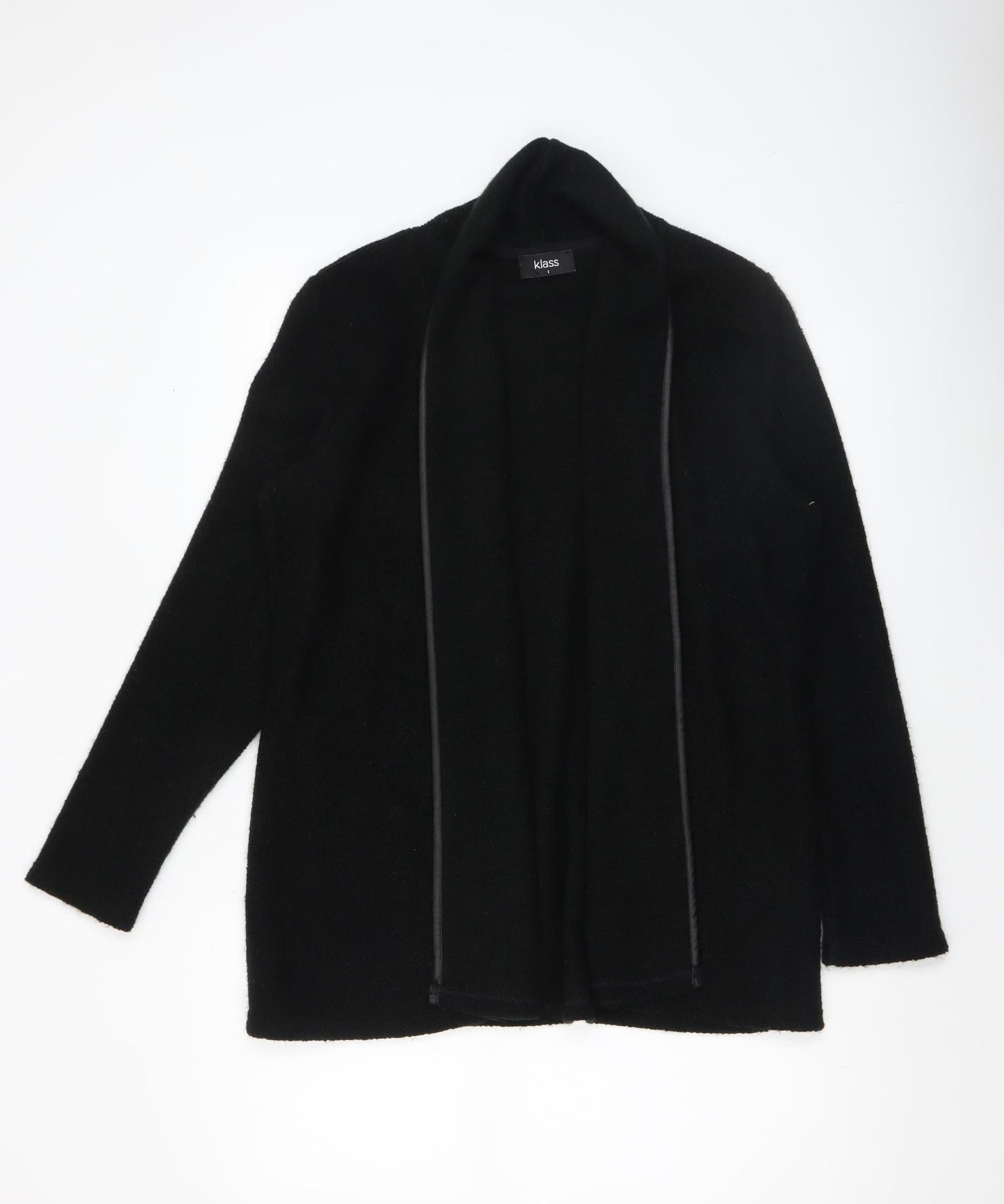 Klass Women Black Long Sleeve Open Front Acrylic Cardigan Size S