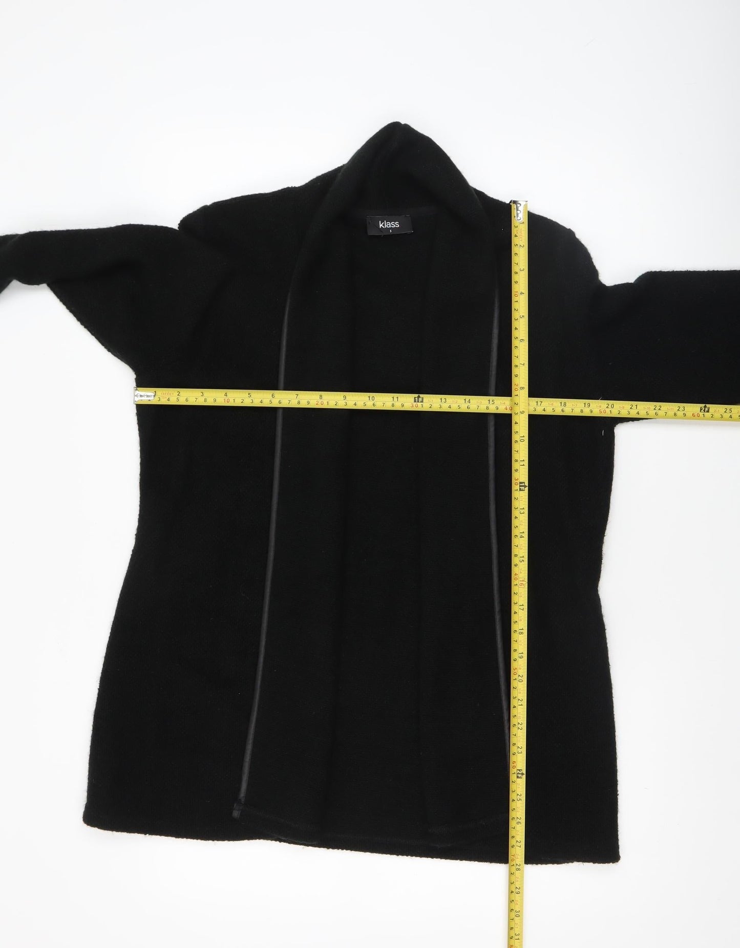 Klass Women Black Long Sleeve Open Front Acrylic Cardigan Size S