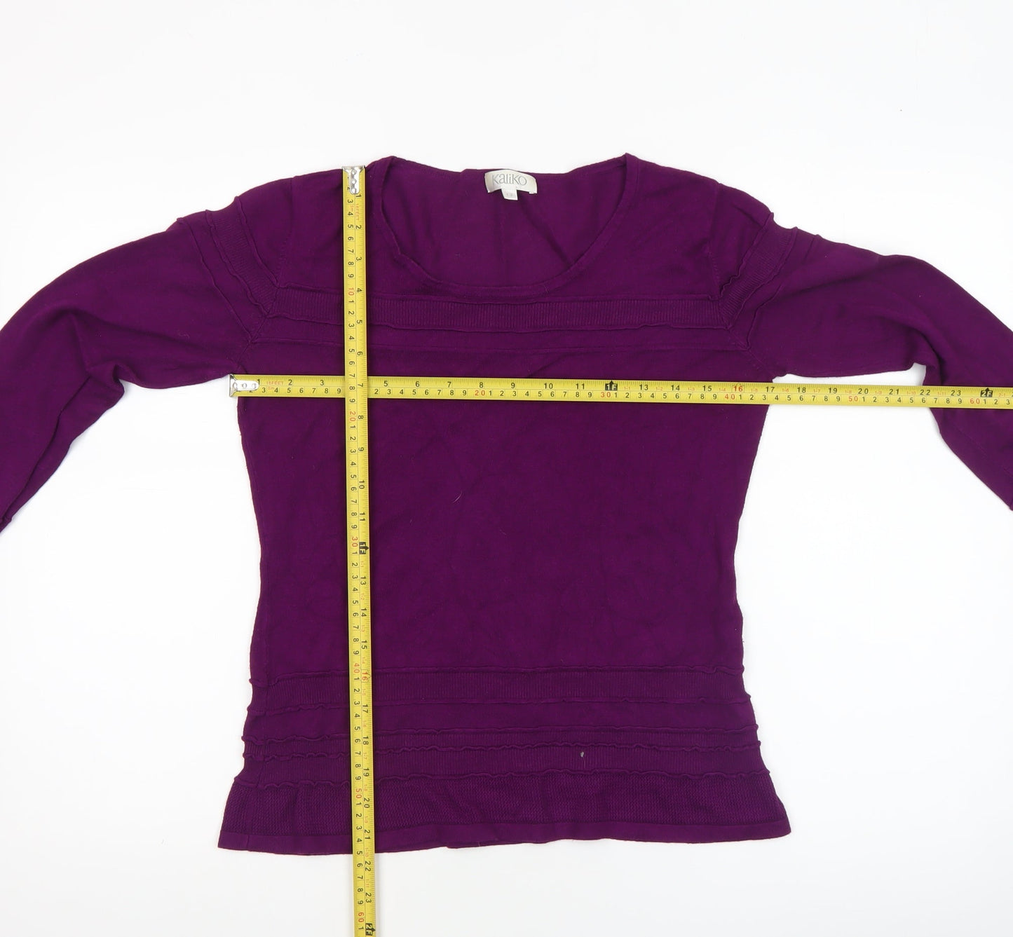 Kaliko Women's Purple Cotton Long Sleeve Scoop Neck Jumper Size 12