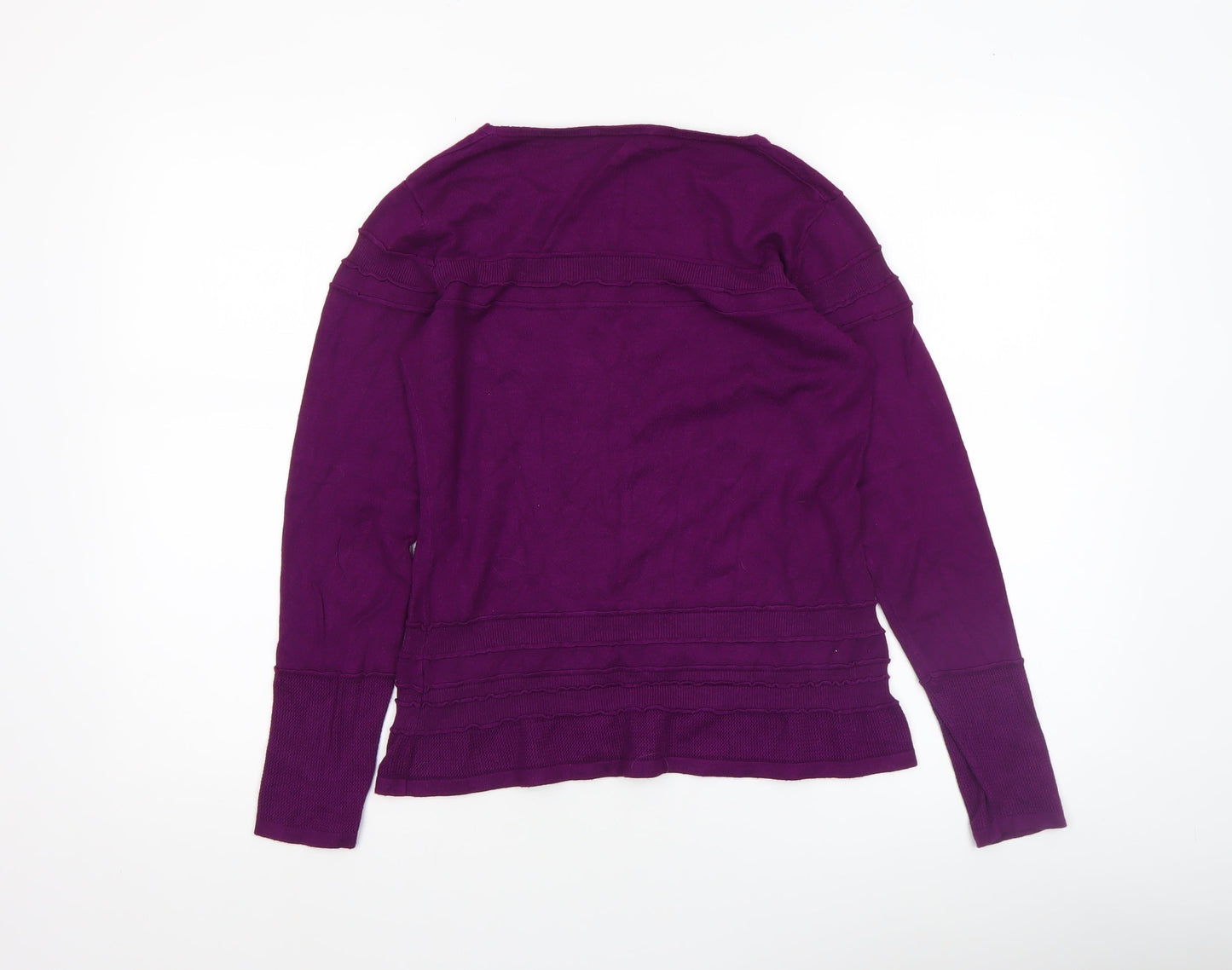 Kaliko Women's Purple Cotton Long Sleeve Scoop Neck Jumper Size 12
